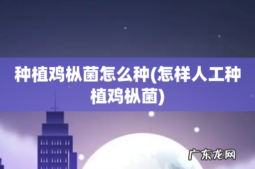 怎样人工种植鸡枞菌 种植鸡枞菌怎么种