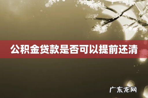 公积金贷款是否可以提前还清