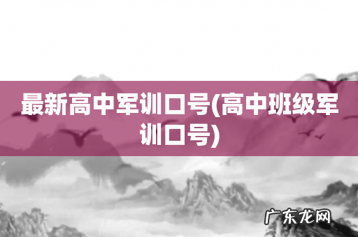 高中班级军训口号 最新高中军训口号