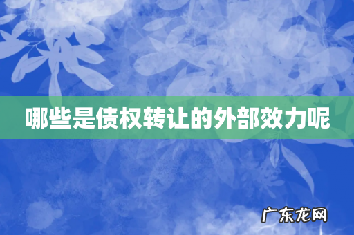 哪些是债权转让的外部效力呢