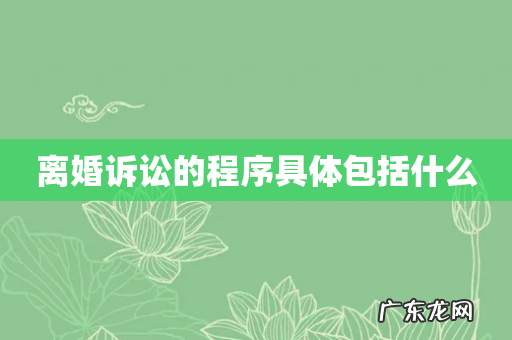 离婚诉讼的程序具体包括什么