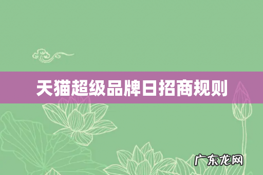 天猫超级品牌日招商规则