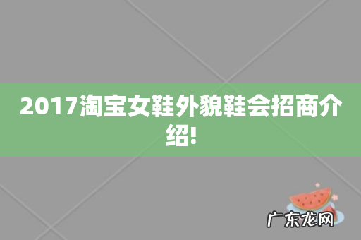 2017淘宝女鞋外貌鞋会招商介绍!
