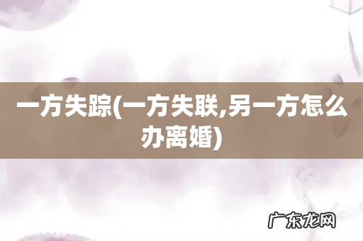 一方失联,另一方怎么办离婚 一方失踪