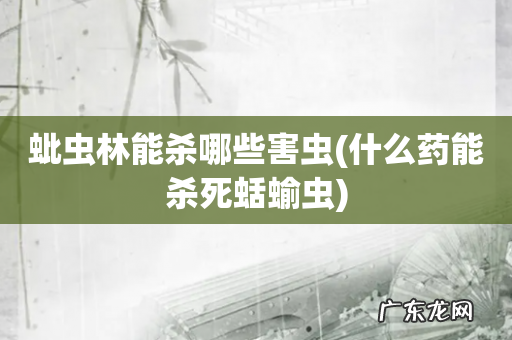 什么药能杀死蛞蝓虫 蚍虫林能杀哪些害虫