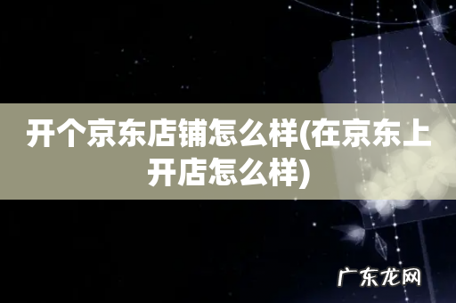在京东上开店怎么样 开个京东店铺怎么样