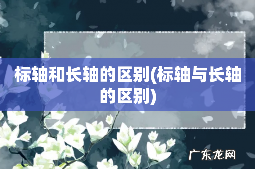 标轴与长轴的区别 标轴和长轴的区别