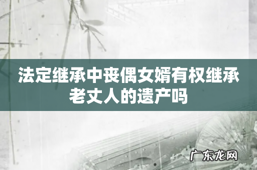 法定继承中丧偶女婿有权继承老丈人的遗产吗