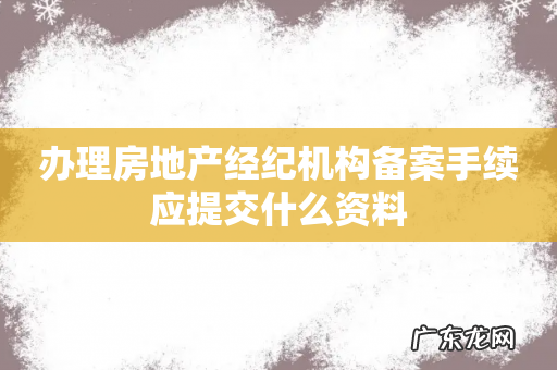 办理房地产经纪机构备案手续应提交什么资料