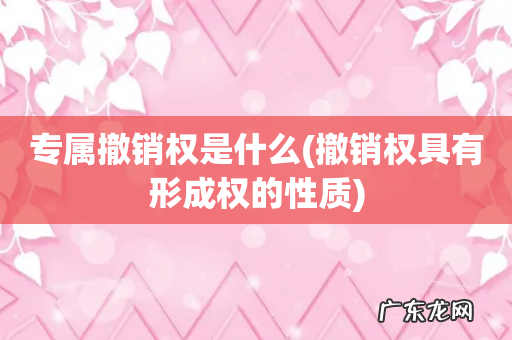 撤销权具有形成权的性质 专属撤销权是什么