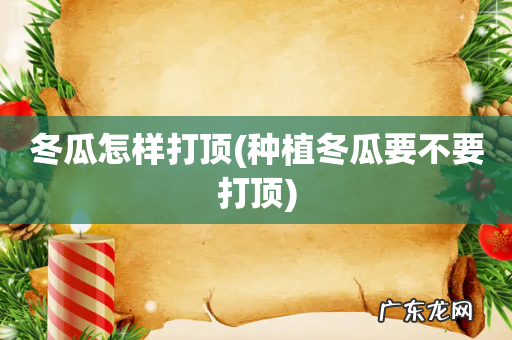 种植冬瓜要不要打顶 冬瓜怎样打顶