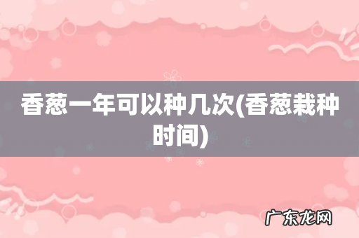 香葱栽种时间 香葱一年可以种几次