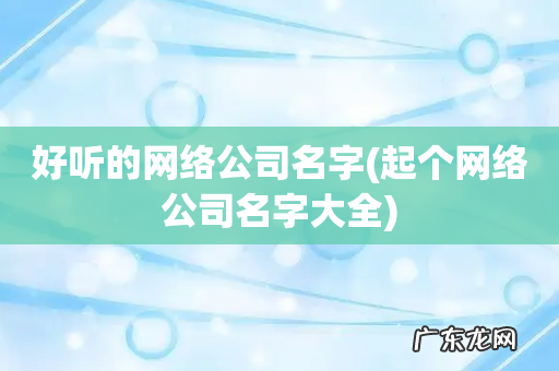 起个网络公司名字大全 好听的网络公司名字