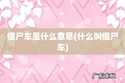 什么叫僵尸车 僵尸车是什么意思