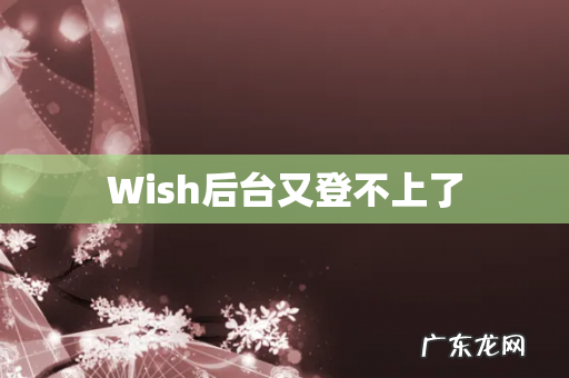 Wish后台又登不上了