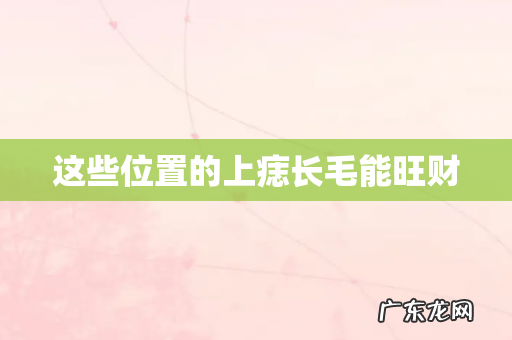 这些位置的上痣长毛能旺财