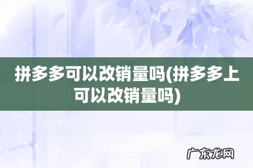 拼多多上可以改销量吗 拼多多可以改销量吗