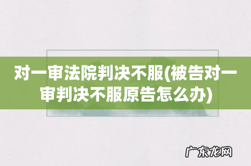 被告对一审判决不服原告怎么办 对一审法院判决不服
