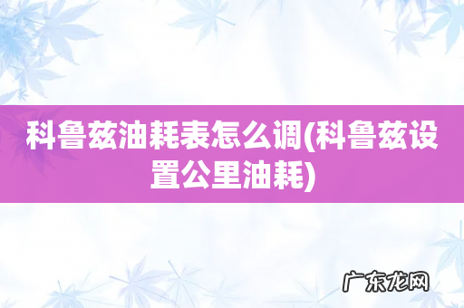 科鲁兹设置公里油耗 科鲁兹油耗表怎么调