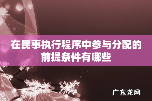 在民事执行程序中参与分配的前提条件有哪些