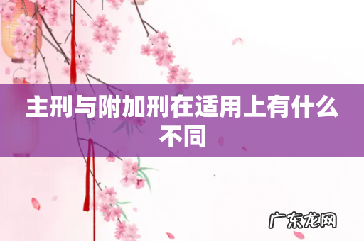 主刑与附加刑在适用上有什么不同
