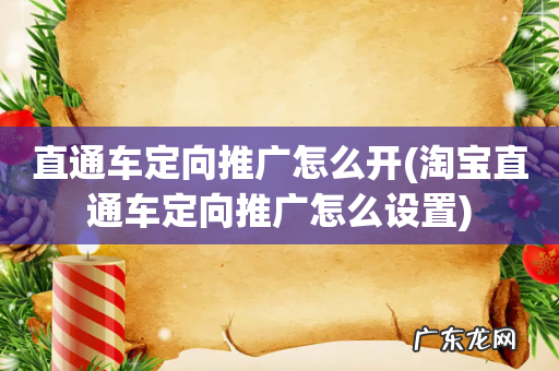 淘宝直通车定向推广怎么设置 直通车定向推广怎么开
