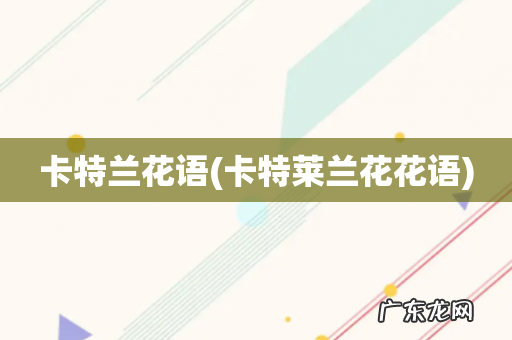 卡特莱兰花花语 卡特兰花语