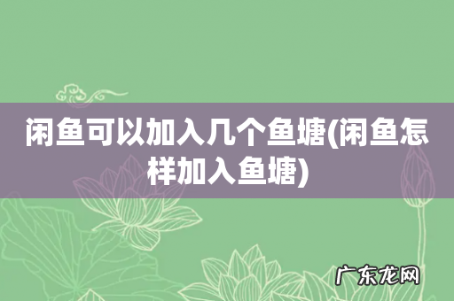 闲鱼怎样加入鱼塘 闲鱼可以加入几个鱼塘