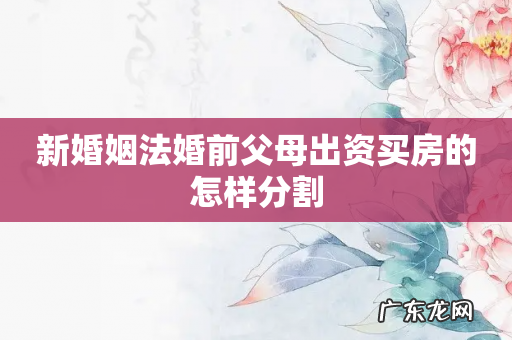 新婚姻法婚前父母出资买房的怎样分割