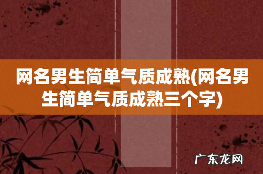 网名男生简单气质成熟三个字 网名男生简单气质成熟