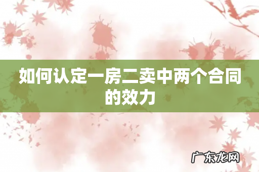 如何认定一房二卖中两个合同的效力