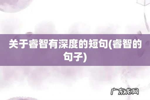 睿智的句子 关于睿智有深度的短句