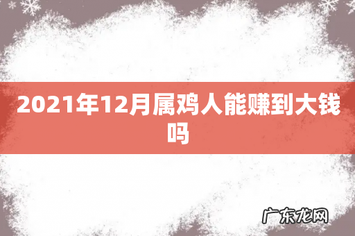 2021年12月属鸡人能赚到大钱吗