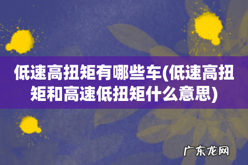 低速高扭矩和高速低扭矩什么意思 低速高扭矩有哪些车