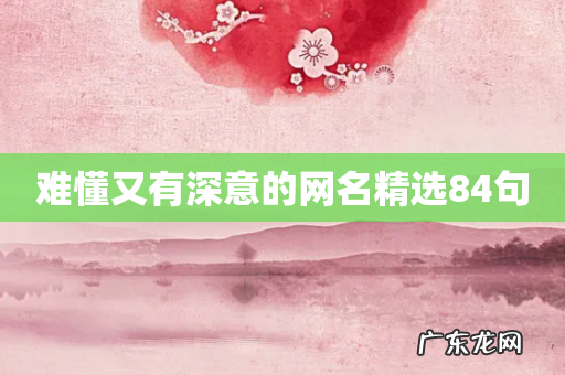 难懂又有深意的网名精选84句