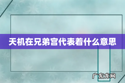 天机在兄弟宫代表着什么意思