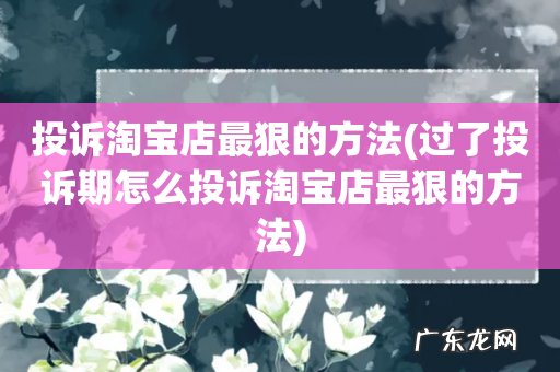 过了投诉期怎么投诉淘宝店最狠的方法 投诉淘宝店最狠的方法
