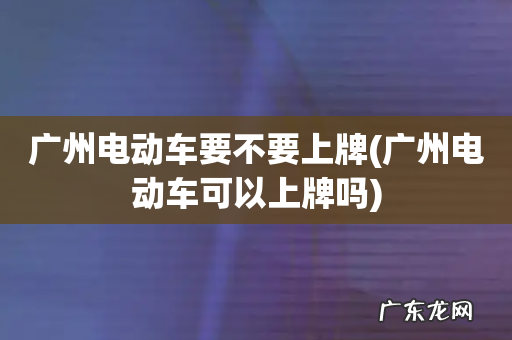 广州电动车可以上牌吗 广州电动车要不要上牌