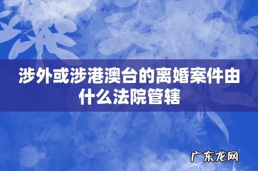 涉外或涉港澳台的离婚案件由什么法院管辖