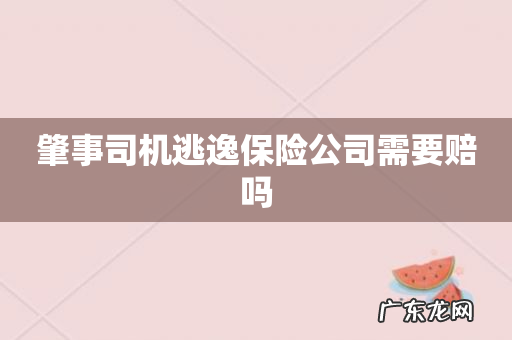 肇事司机逃逸保险公司需要赔吗