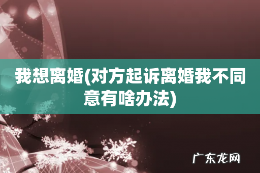 对方起诉离婚我不同意有啥办法 我想离婚