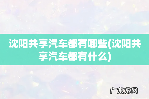 沈阳共享汽车都有什么 沈阳共享汽车都有哪些