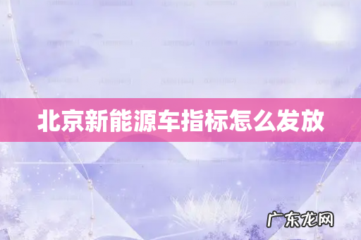 北京新能源车指标怎么发放