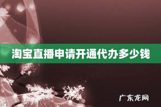 淘宝直播申请开通代办多少钱