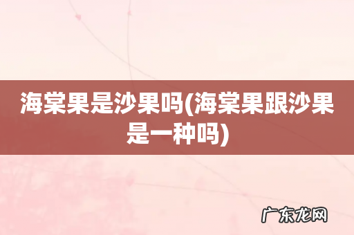 海棠果跟沙果是一种吗 海棠果是沙果吗