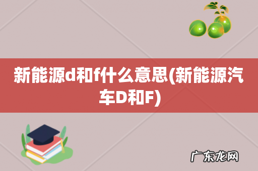 新能源汽车D和F 新能源d和f什么意思