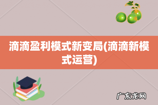 滴滴新模式运营 滴滴盈利模式新变局