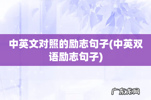 中英双语励志句子 中英文对照的励志句子