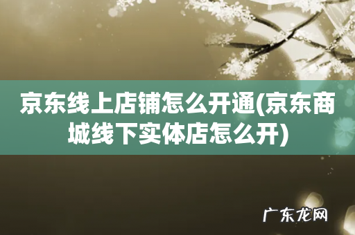 京东商城线下实体店怎么开 京东线上店铺怎么开通