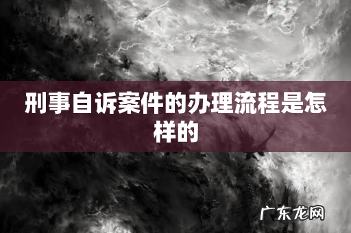 刑事自诉案件的办理流程是怎样的
